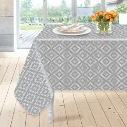 Hot Sale ⌛ Homewear Linens Silvia Damask PEVA Tablecloth 52 X 70 In. ????
