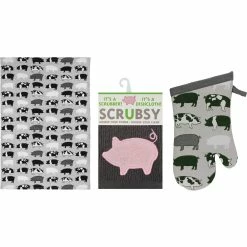 Deals ✔️ MUkitchen Oven Mitt, Kitchen Towel And Scrubsy Dish Cloth 3 Pc. Set ????