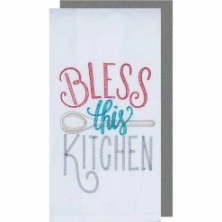 New ???? Kay Dee Designs Bless This Kitchen 2 Pc. Embroidered Flour Sack Towel Set ⌛