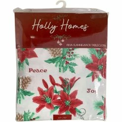 Hot Sale ⌛ Other Brands Holiday PEVA Flannel Back Tablecloth, Peace Joy ????