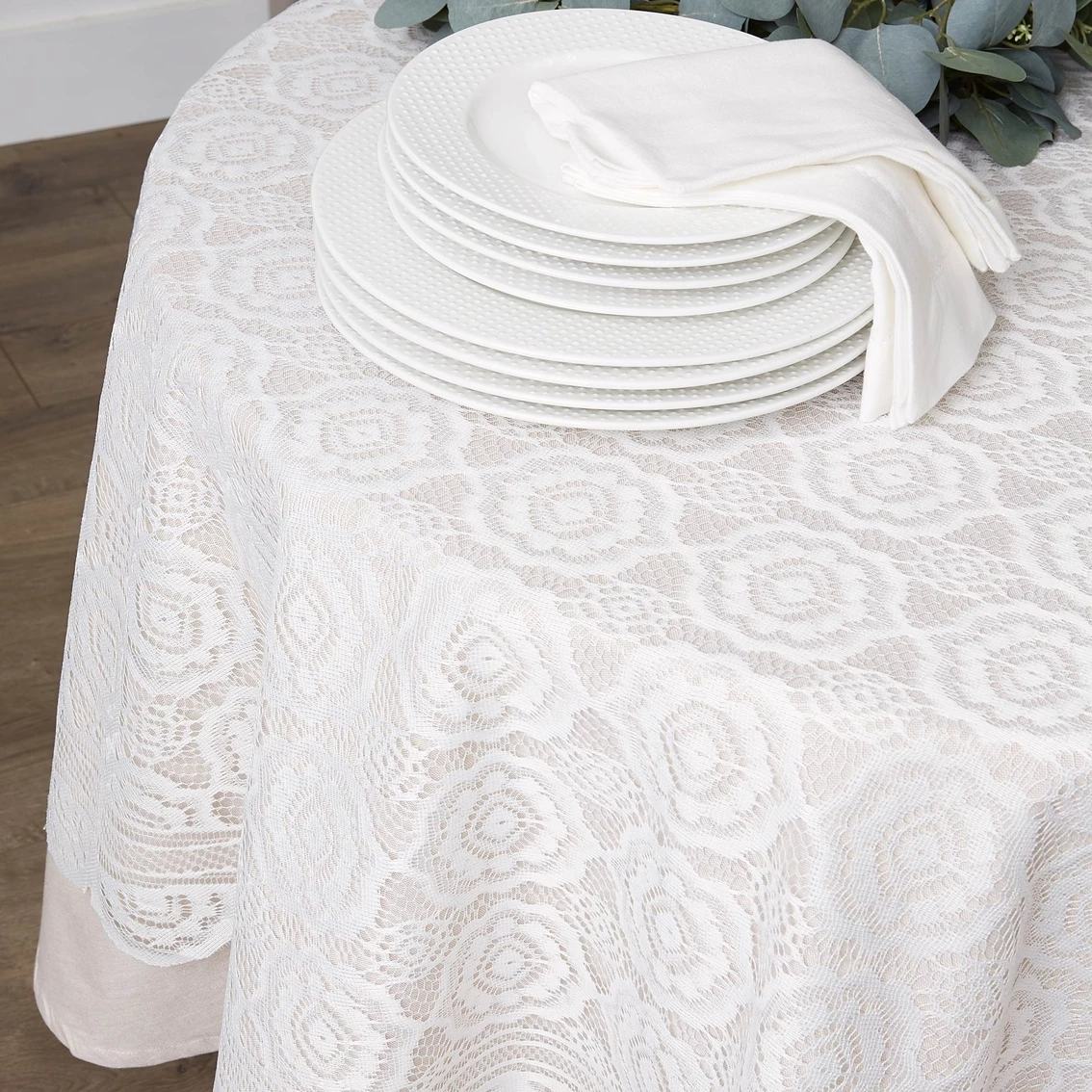 Top 10 ???? Design Imports Vintage Polyester Lace 63 In. Round Tablecloth ???? 4 Top 10 ???? Design Imports Vintage Polyester Lace 63 In. Round Tablecloth ???? - Image 4