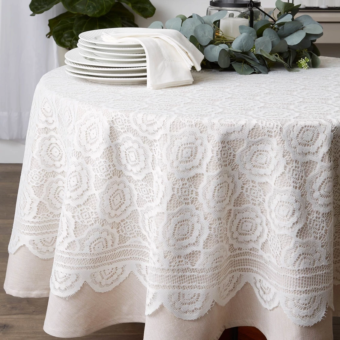 Top 10 ???? Design Imports Vintage Polyester Lace 63 In. Round Tablecloth ???? 5 Top 10 ???? Design Imports Vintage Polyester Lace 63 In. Round Tablecloth ???? - Image 5