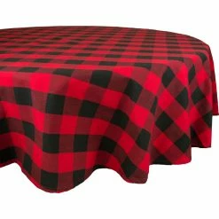 New ???? Design Imports DII Buffalo Check 70 In. Round Tablecloth ????