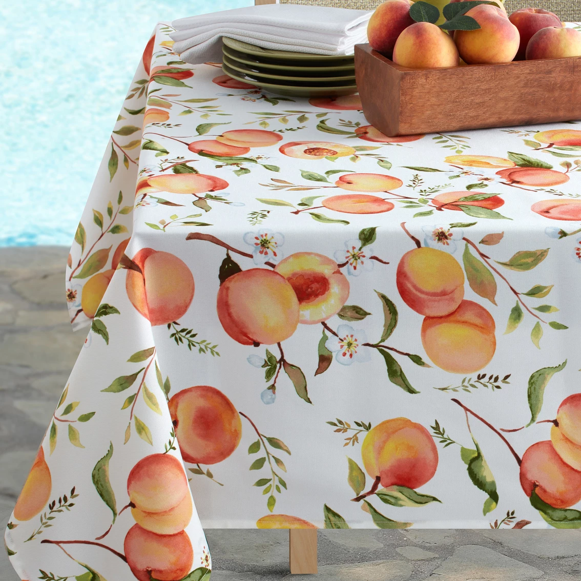 Promo ???? Benson Mills Sweet Peaches Tablecloth 60 X 104 In. ✔️ 1 Promo ???? Benson Mills Sweet Peaches Tablecloth 60 X 104 In. ✔️